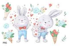 Watercolor Clipart Cute Bunnies Product Image 3