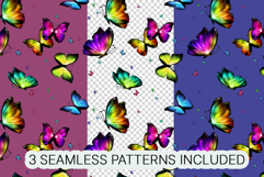 3D Neon Butterflies - 14 Sublimation Clipart &amp; Patterns Product Image 2
