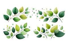 Watercolor Leaves Clipart Product Image 3