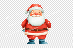 Charming Watercolor Santas Stands Cheerfully in Bright Color Product Image 3