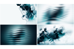 Fractal Glass Backgrounds Set in Turquoise and White Product Image 3