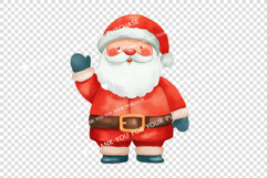 Charming Watercolor Santas Stands Cheerfully in Bright Color Product Image 4