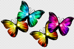 3D Neon Butterflies - 14 Sublimation Clipart &amp; Patterns Product Image 5