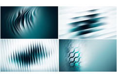 Fractal Glass Backgrounds Set in Turquoise and White Product Image 5
