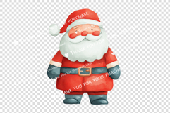 Charming Watercolor Santas Stands Cheerfully in Bright Color Product Image 6