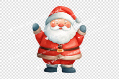 Charming Watercolor Santas Stands Cheerfully in Bright Color Product Image 7