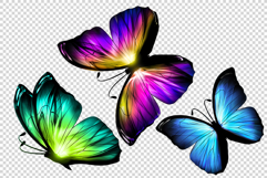 3D Neon Butterflies - 14 Sublimation Clipart &amp; Patterns Product Image 8