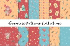 Christmas Bear and Deer Seamless Patterns set Product Image 1