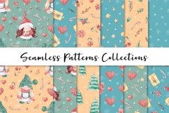 Christmas Cute Gnome Girls Seamless Patterns set Product Image 1