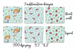 Mermaid sublimation design. Skinny tumbler wrap design. Product Image 6