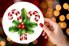 PNG Christmas candy canes green ilex watercolor clip art Product Image 2