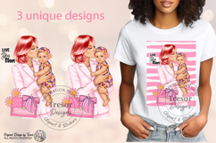 Love You Mom Red Hair Fashion Mother Baby Sublimation PNG Product Image 1