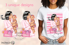 Mom Life Fashion Clipart Brunette Mother and Baby download Product Image 1