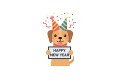 Happy dog wearing a party hat celebrating New Year in a colo Product Image 1