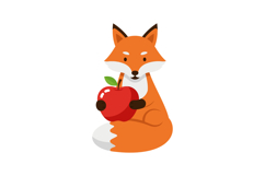 Adorable orange fox holding a shiny red apple in a flat vect Product Image 1