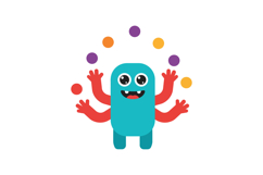 Colorful cartoon character juggling colorful balls in a play Product Image 1
