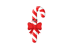 Cute candy cane character with a red bow in a flat design ve Product Image 1
