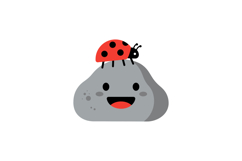 A cheerful rock character with a smiling face and a ladybug Product Image 1