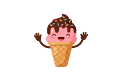 Happy ice cream cone character with chocolate topping and co Product Image 1