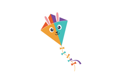 Colorful kite design featuring a cute bunny face in minimal Product Image 1