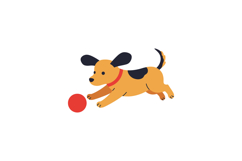 Playful puppy chasing a red ball in a cheerful flat vector i Product Image 1