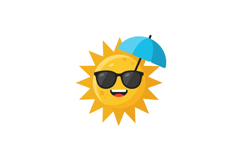 Cheerful sun character wearing sunglasses under a blue umbre Product Image 1