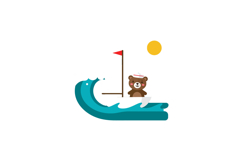 Cute teddy bear sailing on a vibrant wave under a bright sun Product Image 1