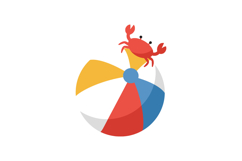 Colorful beach ball with a playful crab perched on top in fl Product Image 1
