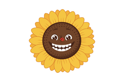 Cheerful sunflower character with smiling face and ladybug, Product Image 1