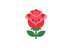 Cute smiling rose flower character in flat design style vect Product Image 1