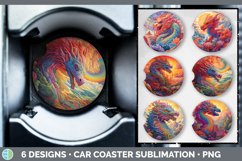 Bundle of six Rainbow Dragons Car Coaster designs.