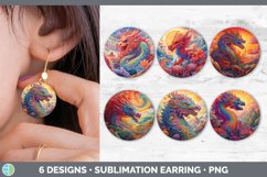 Bundle of six Rainbow Dragons Round Earrings designs.