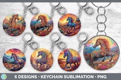 Bundle of six Rainbow Horses Keychain designs.