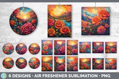 Bundle of six Rainbow Roses Air Freshener designs.