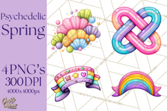 Spring Groovy Abstract Shape Clipart PNG Psychedelic Element Product Image 1