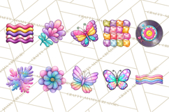 Spring Groovy Abstract Shape Clipart PNG Psychedelic Element Product Image 2