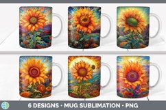 Bundle of six Rainbow Sunflowers Mug Wrap designs.