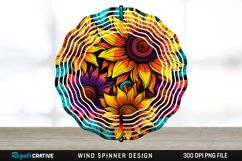 Psychedelic Sunflower Flowers Wind Spinner Sublimation PNG Product Image 1