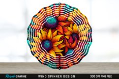 Psychedelic Sunflower Flowers Wind Spinner Sublimation PNG Product Image 1