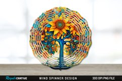 Psychedelic Sunflower Flowers Wind Spinner Sublimation PNG Product Image 1
