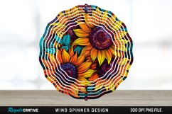 Psychedelic Sunflower Flowers Wind Spinner Sublimation PNG Product Image 1