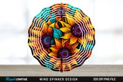 Psychedelic Sunflower Flowers Wind Spinner Sublimation PNG Product Image 1