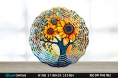 Psychedelic Sunflower Flowers Wind Spinner Sublimation PNG Product Image 1