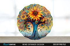 Psychedelic Sunflower Flowers Wind Spinner Sublimation PNG Product Image 1