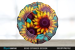 Psychedelic Sunflower Flowers Wind Spinner Sublimation PNG Product Image 1