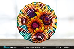 Psychedelic Sunflower Flowers Wind Spinner Sublimation PNG Product Image 1
