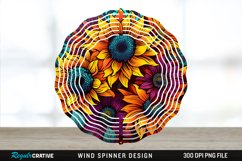 Psychedelic Sunflower Flowers Wind Spinner Sublimation PNG Product Image 1