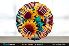 Psychedelic Sunflower Flowers Wind Spinner Sublimation PNG Product Image 1
