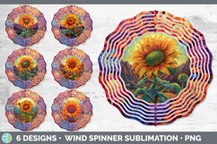 Bundle of six Rainbow Sunflowers Wind Spinner designs.