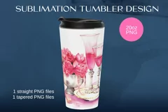 Watercolor pink life, Pinkcore Tumbler Sublimation PNG Product Image 3
